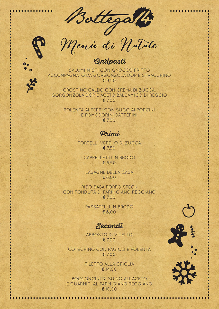 Menu Speciale Per Natale.Menu Di Natale Bottega14